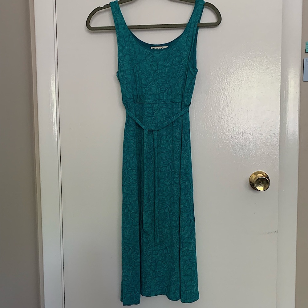 Telluride clothing tie waist sundress with built-in shelf bra.